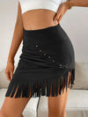 Casual Fringe Hem Skirt