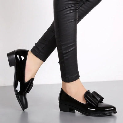 Glossy Bow Loafers