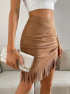 Casual Fringe Hem Skirt