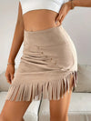 Casual Fringe Hem Skirt